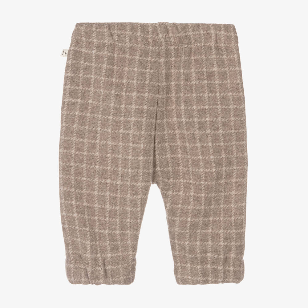 1 + in the family-Бежевые хлопковые брюки в клетку | Childrensalon Outlet