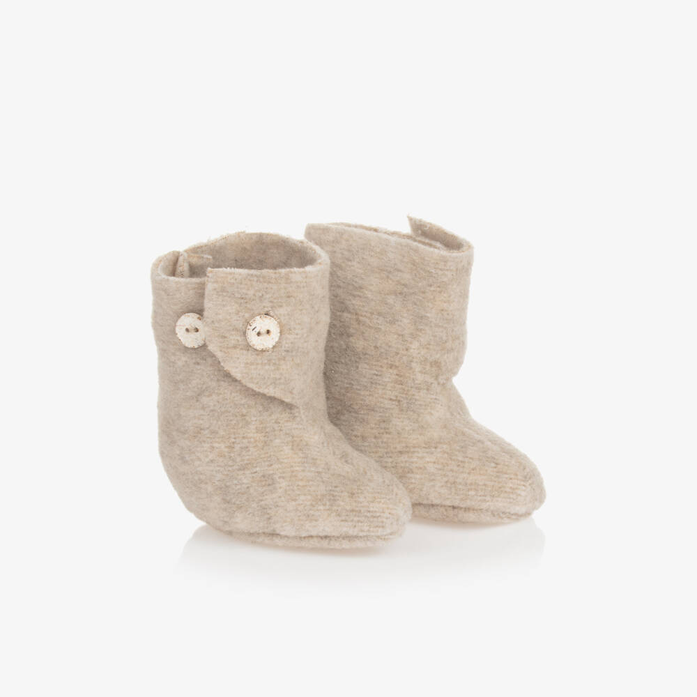 1 + in the family-Boys Beige Cosy Fleece Booties | Childrensalon Outlet