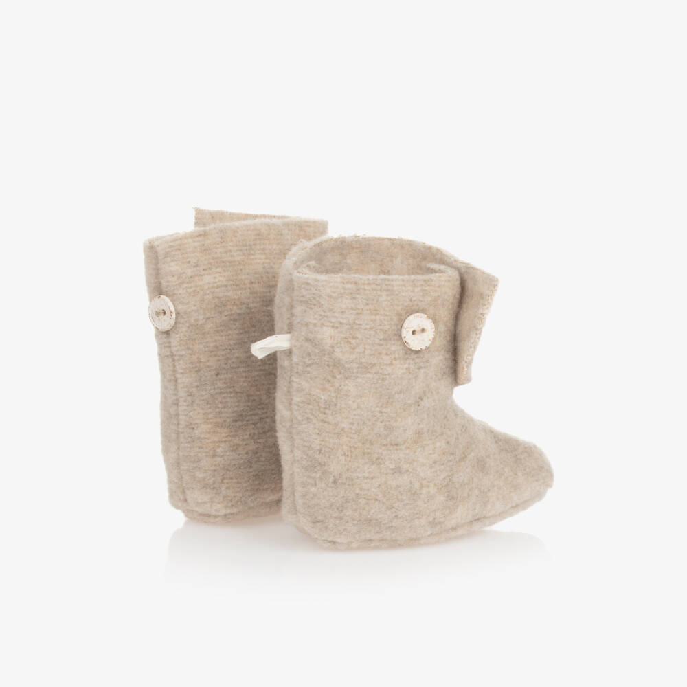 1 + in the family-Boys Beige Cosy Fleece Booties | Childrensalon Outlet