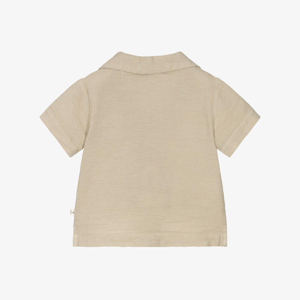 1 + in the family-Boys Beige Cotton Shirt | Childrensalon Outlet