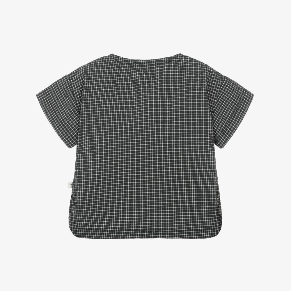 1 + in the family-Boys Black Check Cotton Shirt | Childrensalon Outlet