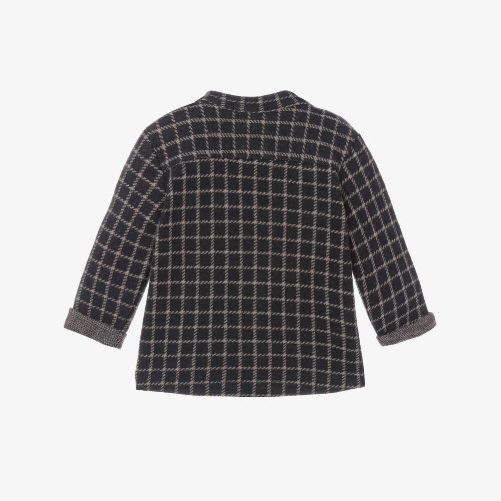 1 + in the family-Boys Blue & Beige Checked Cotton Shirt | Childrensalon Outlet
