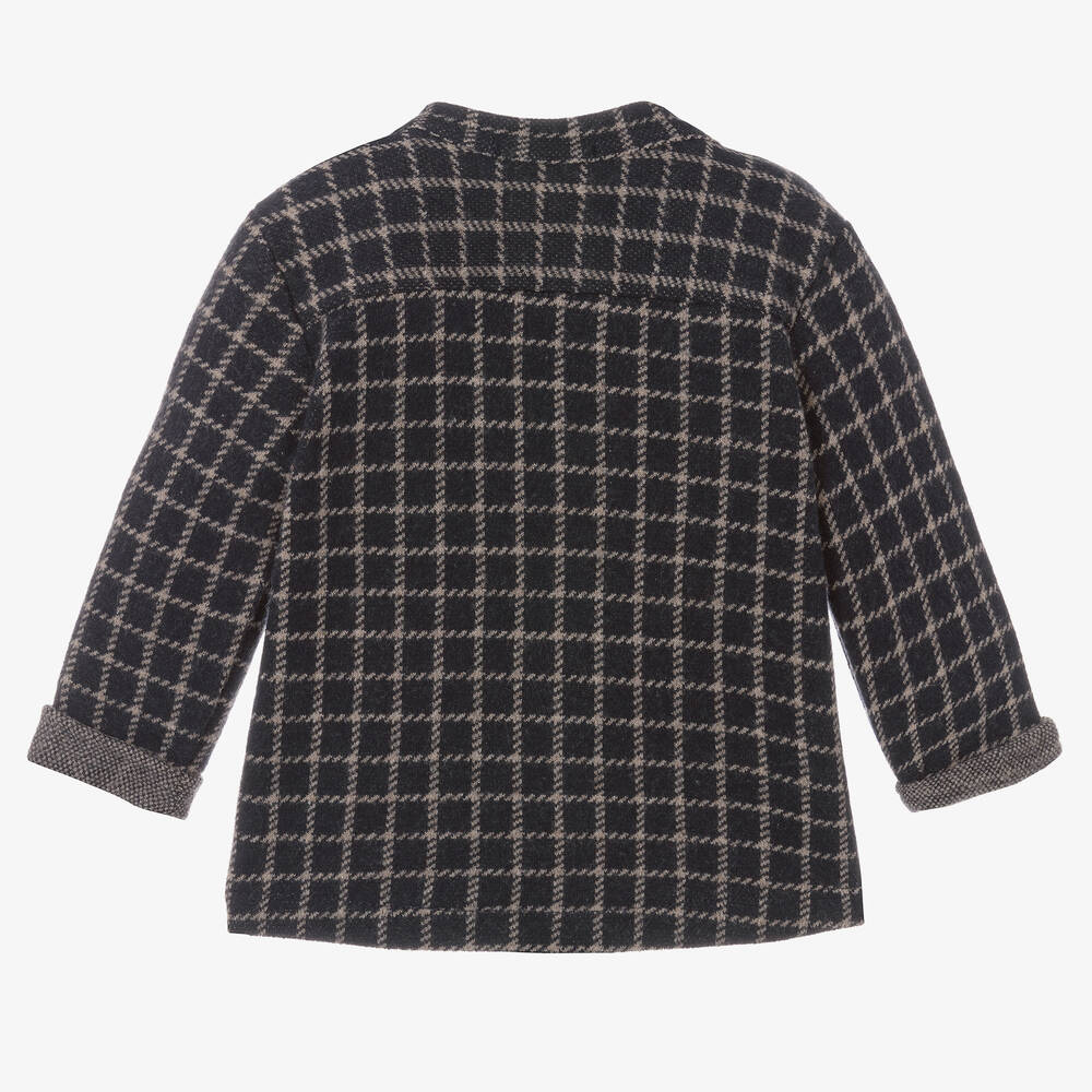 1 + in the family-قميص قطن جيرسي كاروهات لون كحلي وبيج للأولاد | Childrensalon Outlet