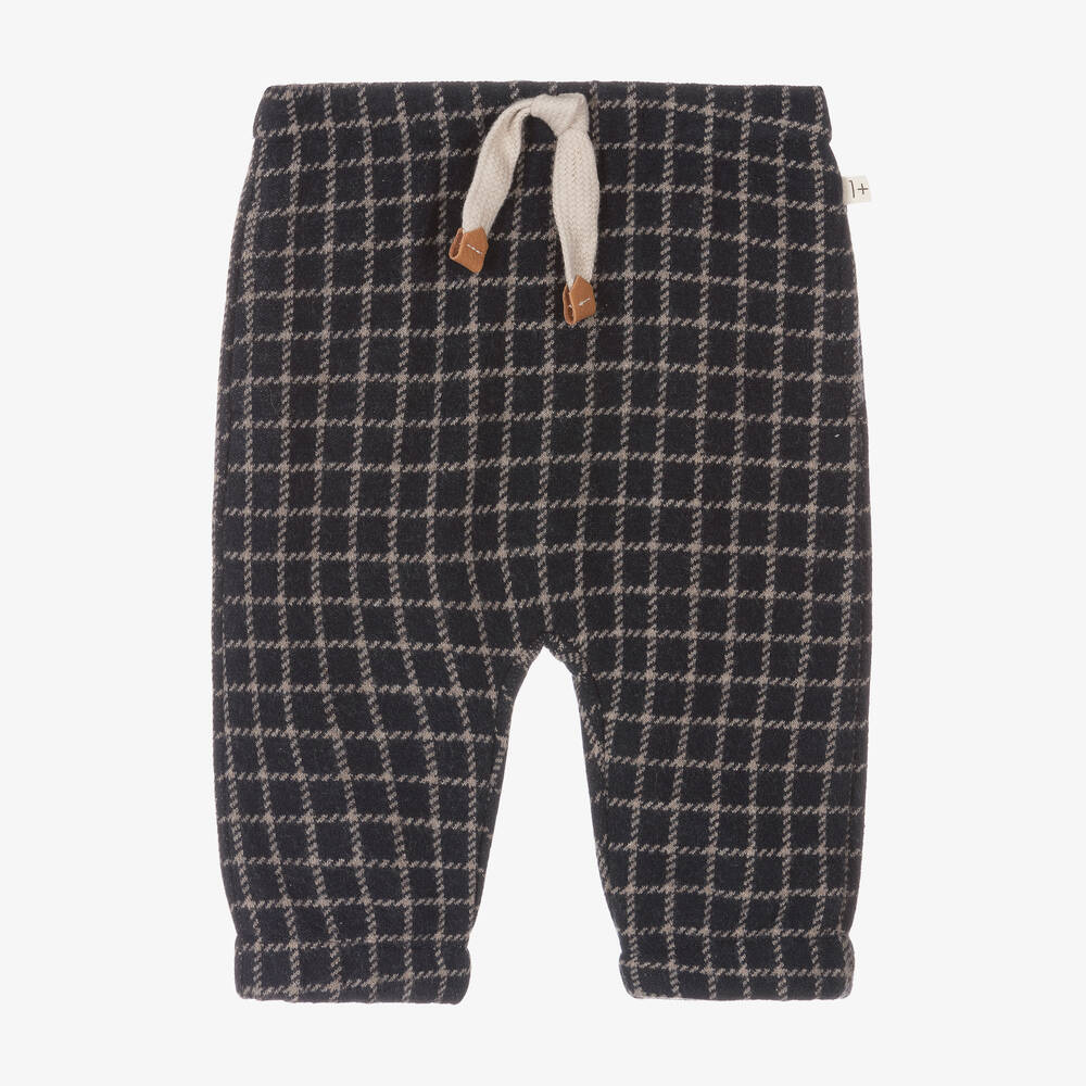 1 + in the family - Boys Blue & Beige Checked Cotton Trousers | Childrensalon