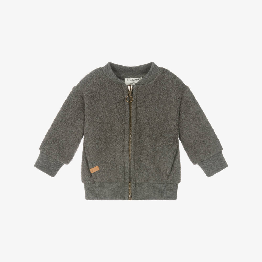 1 + in the family-Boys Charcoal Zip Fleece Jacket | Childrensalon Outlet