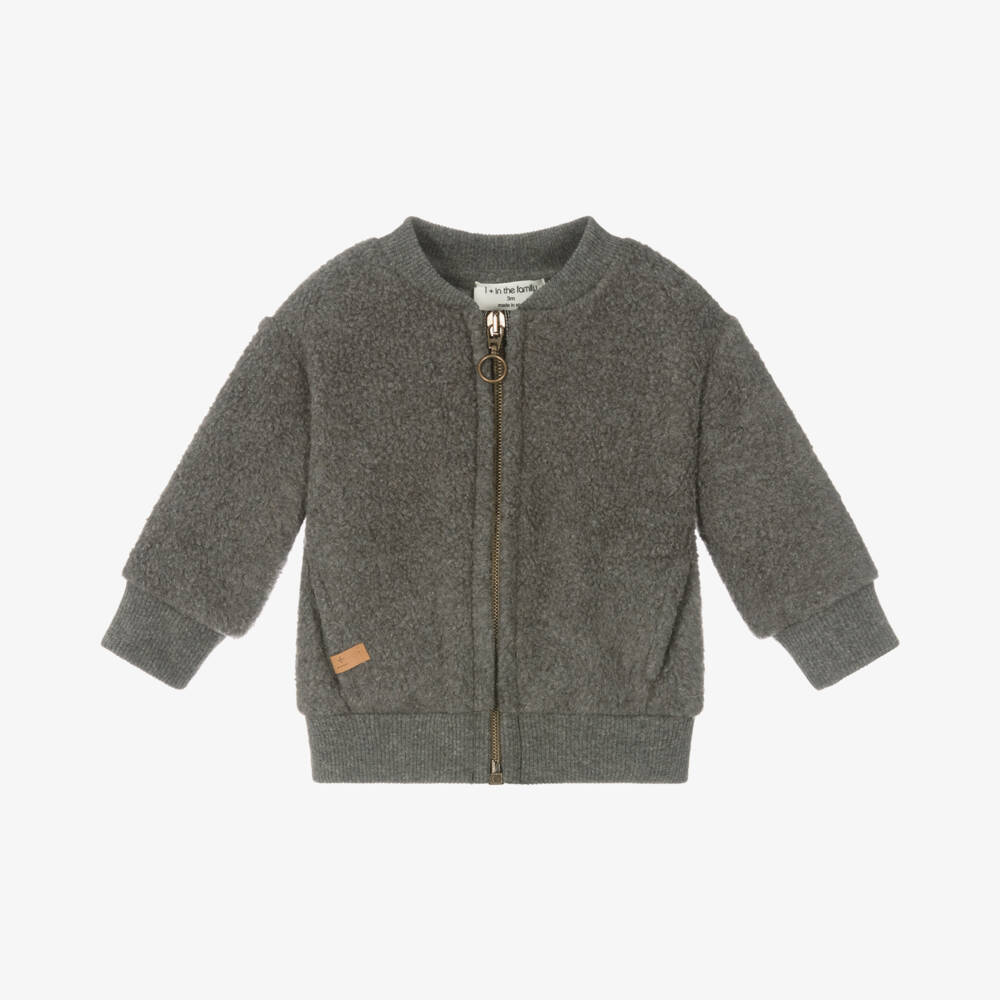 1 + in the family-Boys Charcoal Zip Fleece Jacket | Childrensalon Outlet