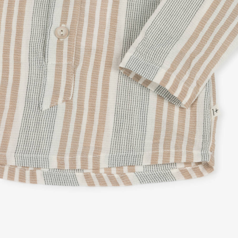 1 + in the family-Boys Classic Beige Striped Shirt | Childrensalon Outlet