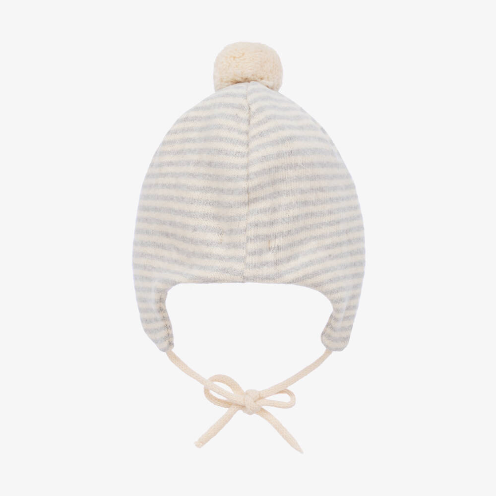 1 + in the family-Boys Cozy Grey Pom-Pom Cap | Childrensalon Outlet
