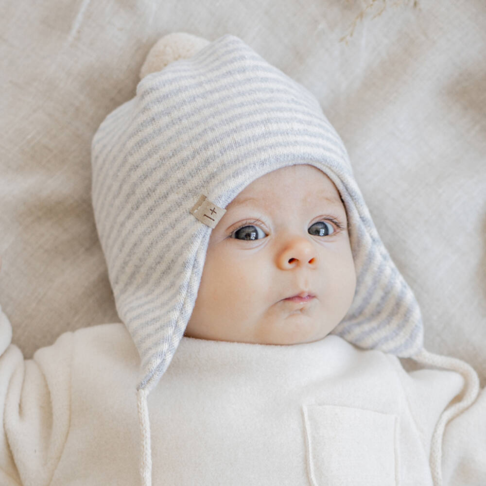 1 + in the family-Boys Cozy Grey Pom-Pom Cap | Childrensalon Outlet