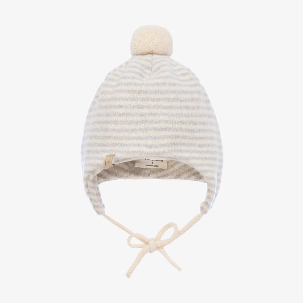 1 + in the family-Boys Cozy Grey Pom-Pom Cap | Childrensalon Outlet