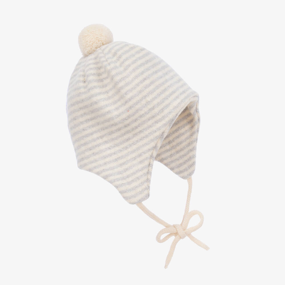 1 + in the family-Boys Cozy Grey Pom-Pom Cap | Childrensalon Outlet
