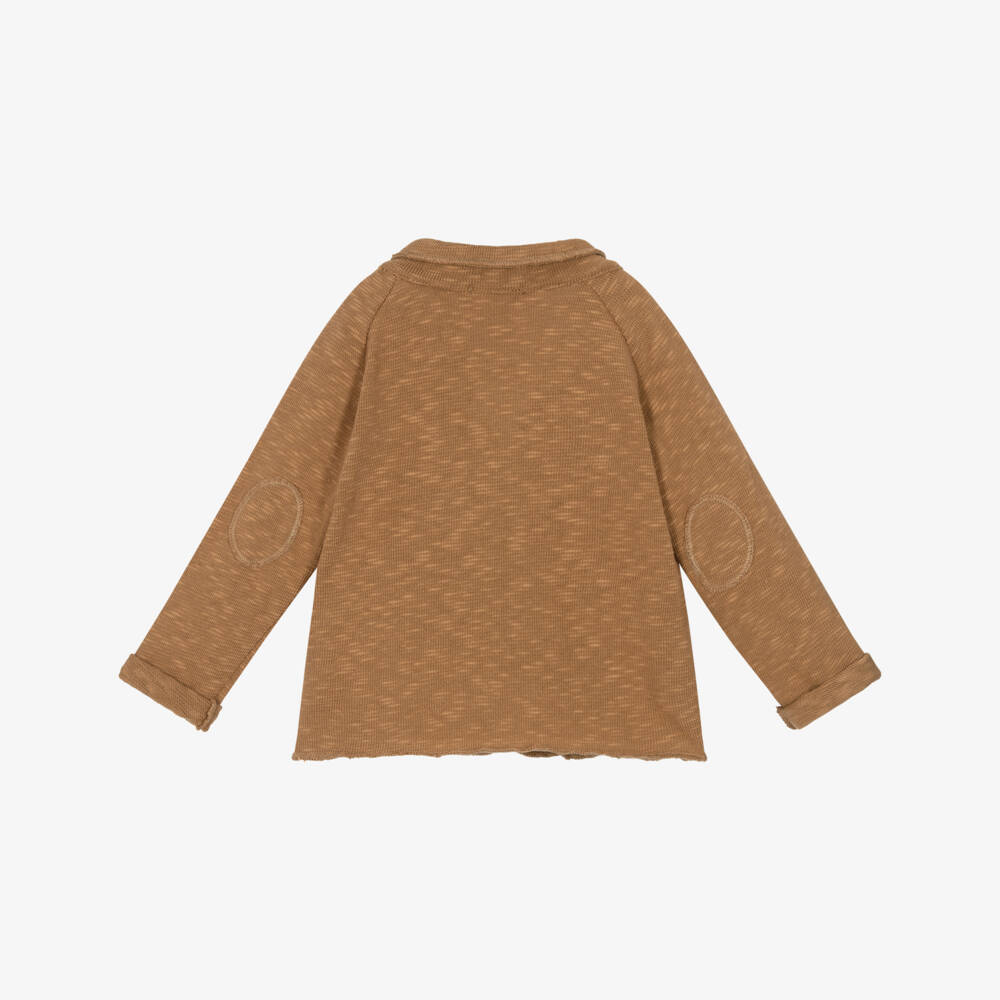 1 + in the family-Boys Dark Beige Cotton Jacket | Childrensalon Outlet