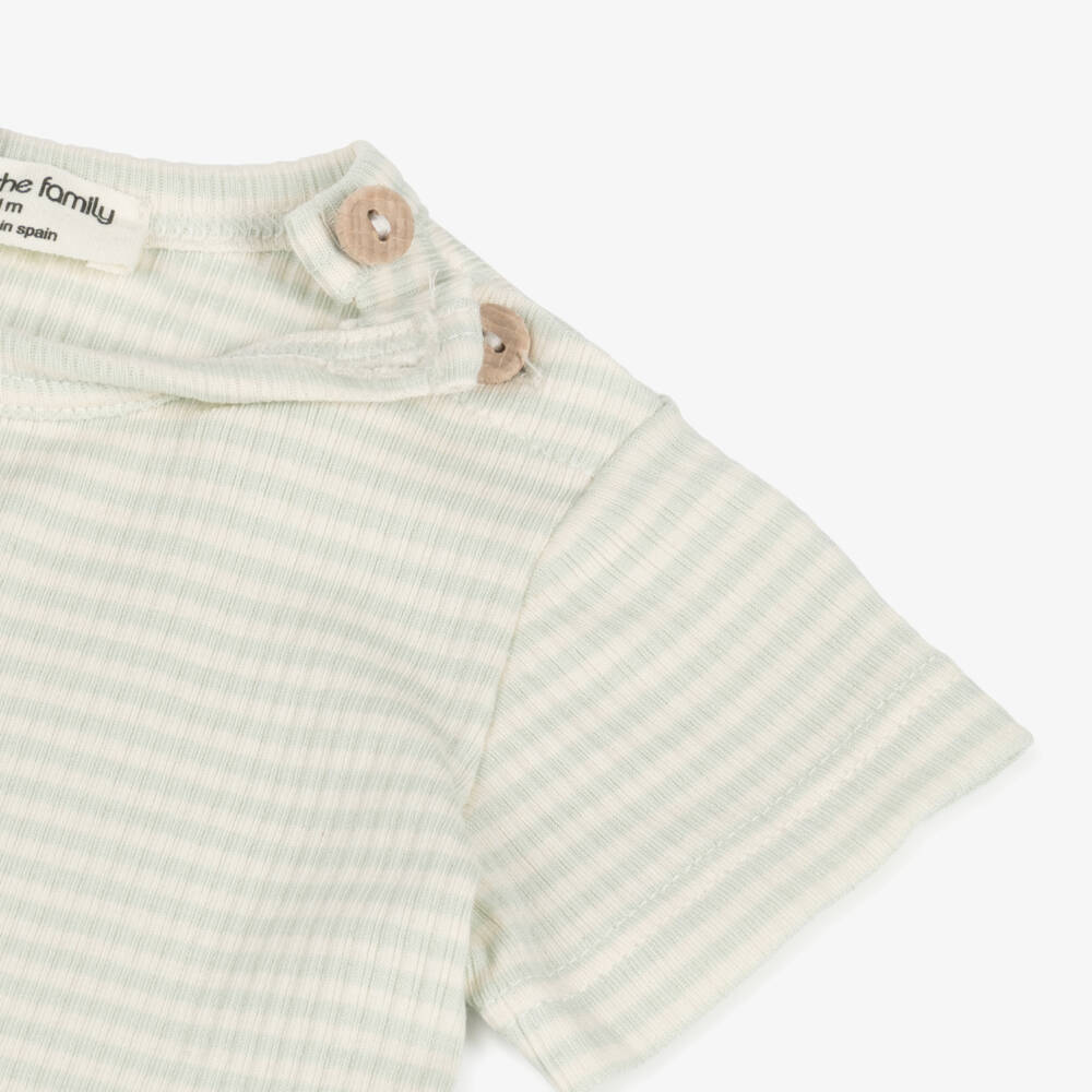 1 + in the family-Boys Green Cotton Striped Tee | Childrensalon Outlet