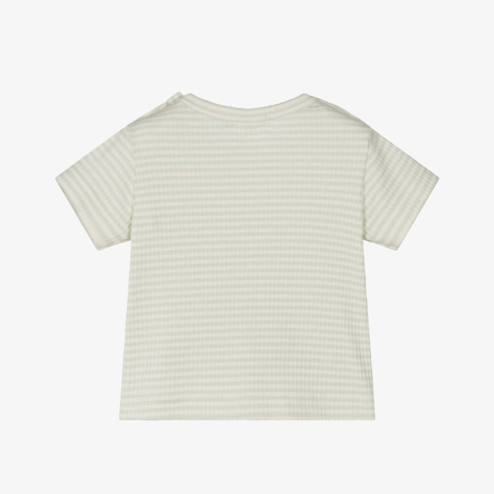 1 + in the family-Boys Green Cotton Striped Tee | Childrensalon Outlet