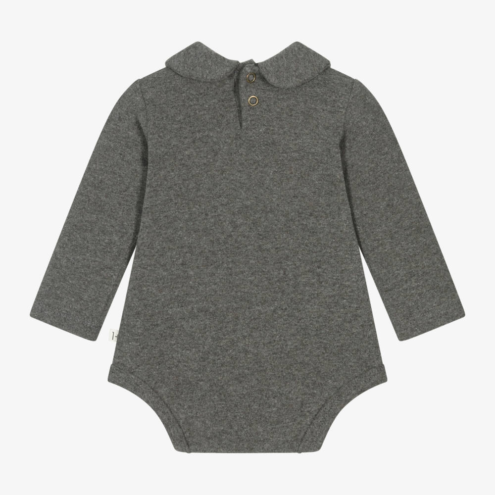 1 + in the family-Boys Grey Collared Bodysuit | Childrensalon Outlet