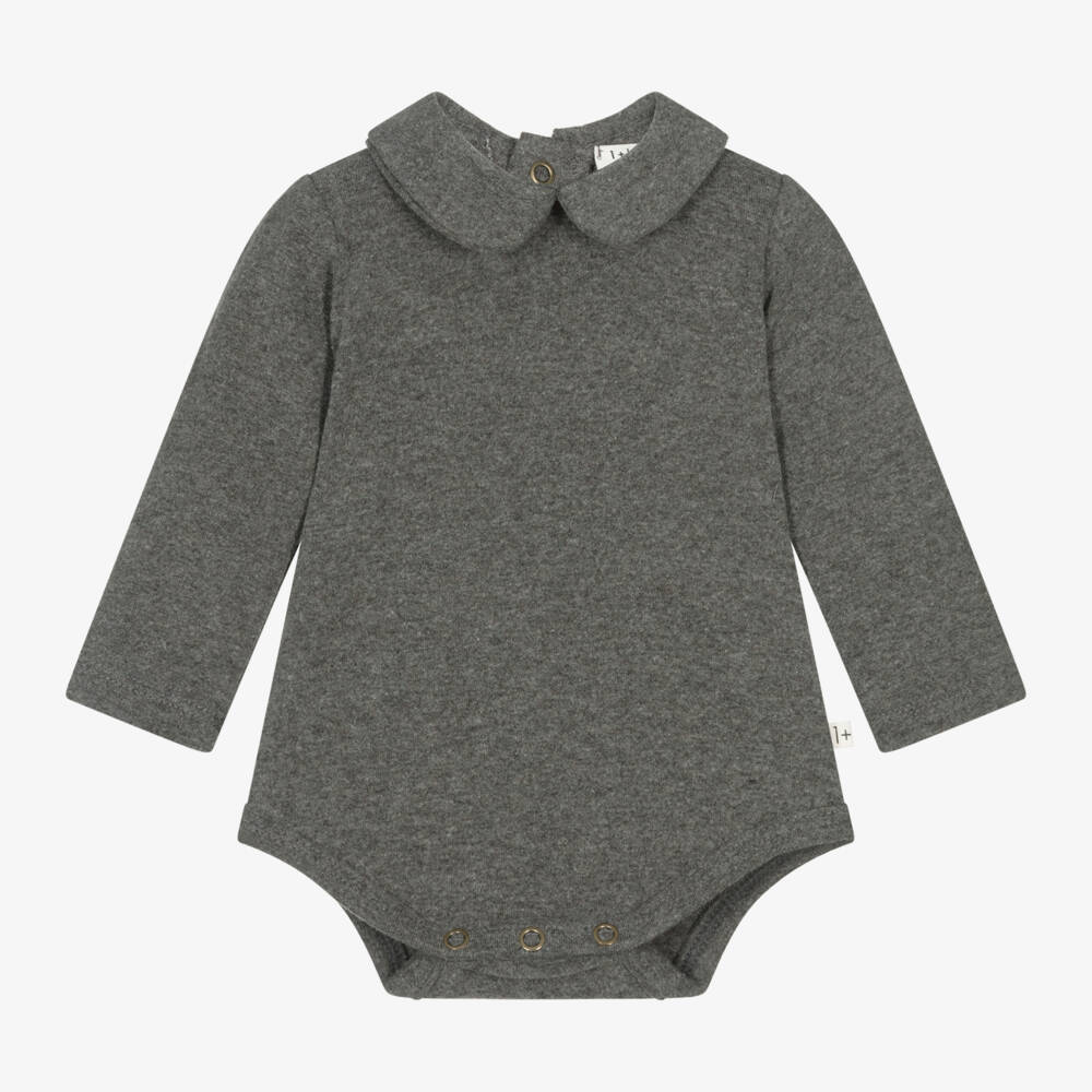 1 + in the family-Boys Grey Collared Bodysuit | Childrensalon Outlet
