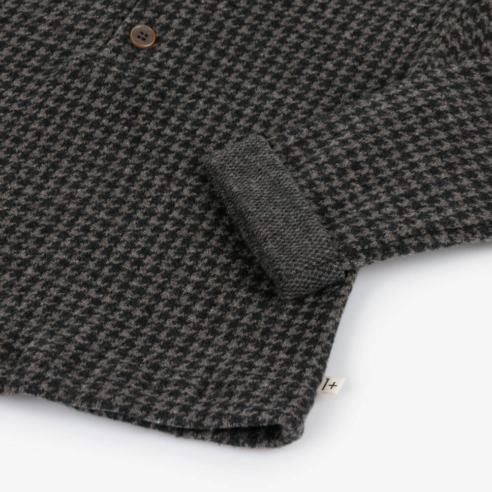 1 + in the family-Boys Grey Houndstooth Cotton Shirt | Childrensalon Outlet