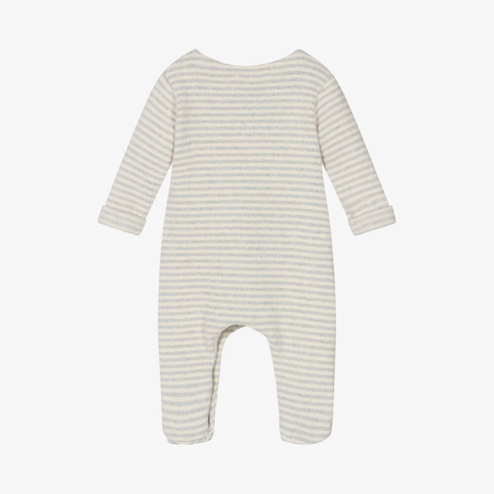 1 + in the family-بيبي غرو قطن محبوك مقلم لون عاجي ورمادي للأطفال | Childrensalon Outlet