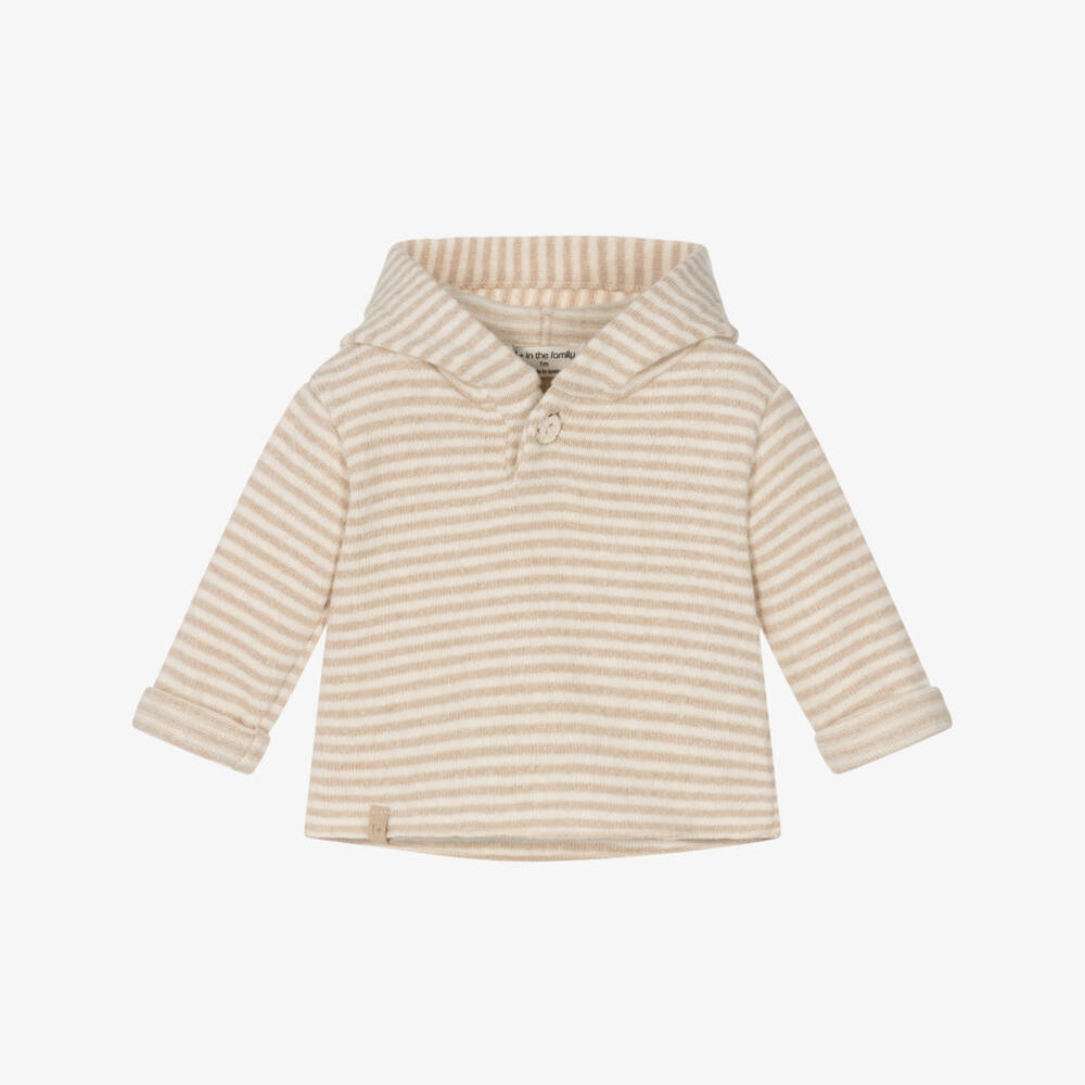 1 + in the family-Boys Ivory Beige Hooded Jumper | Childrensalon Outlet