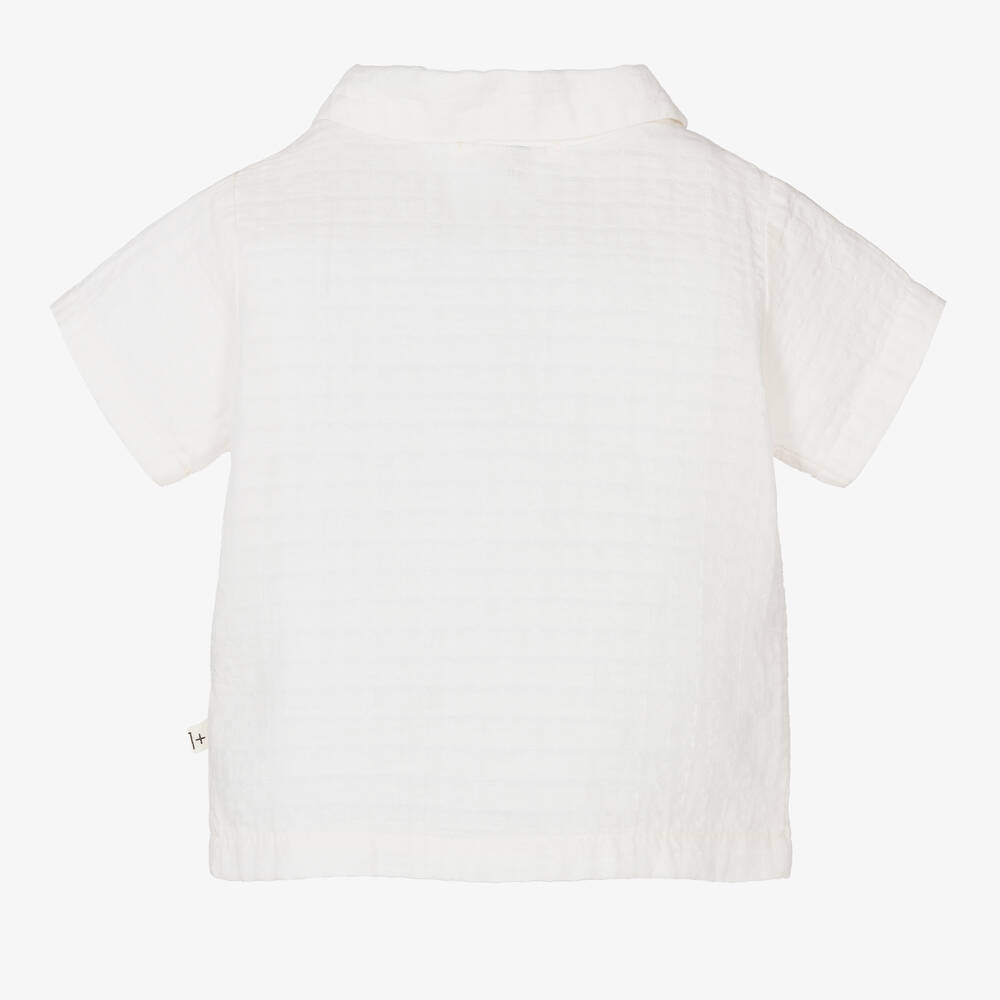 1 + in the family-Boys Ivory Cotton Shirt | Childrensalon Outlet