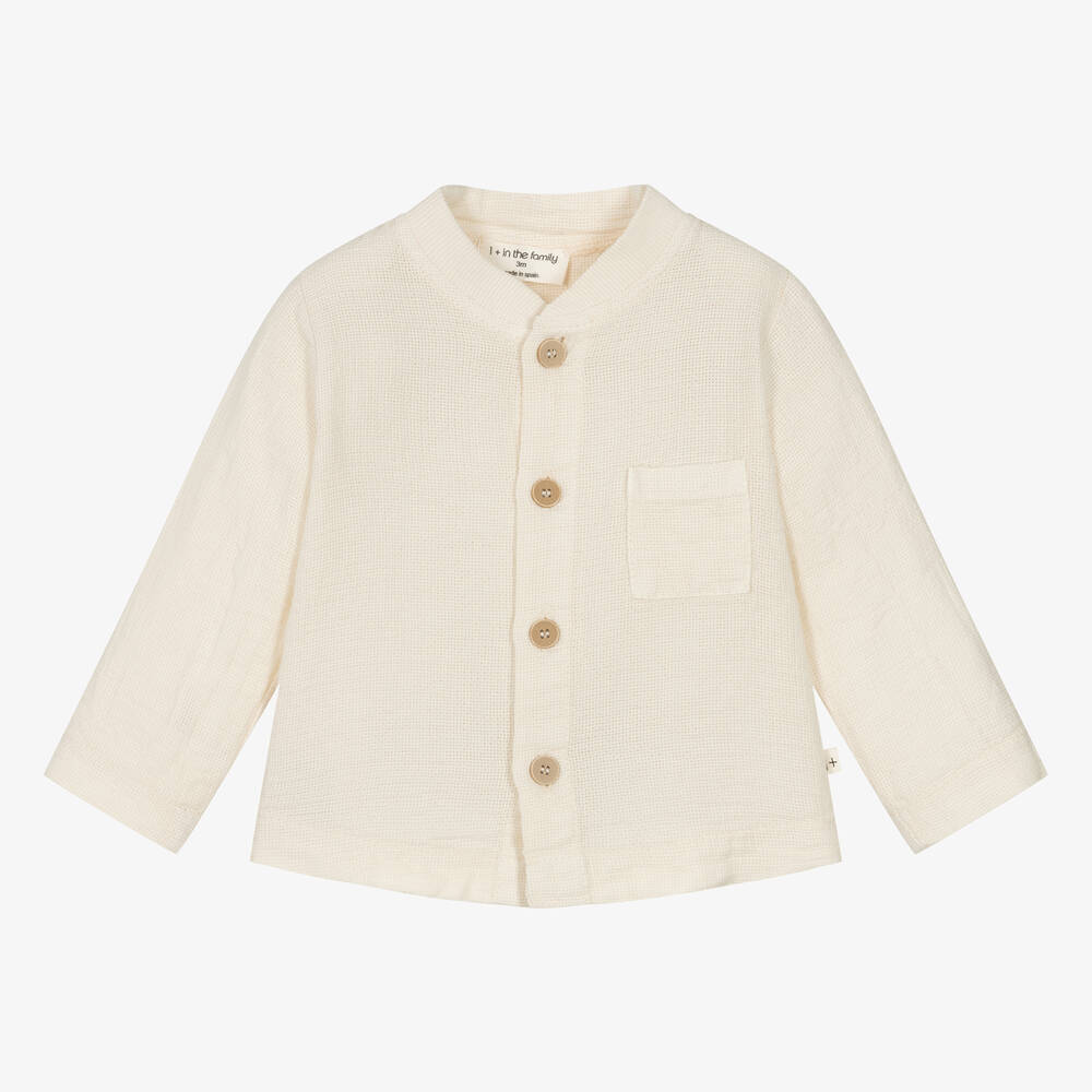 1 + in the family-Boys Ivory Cotton Shirt | Childrensalon Outlet
