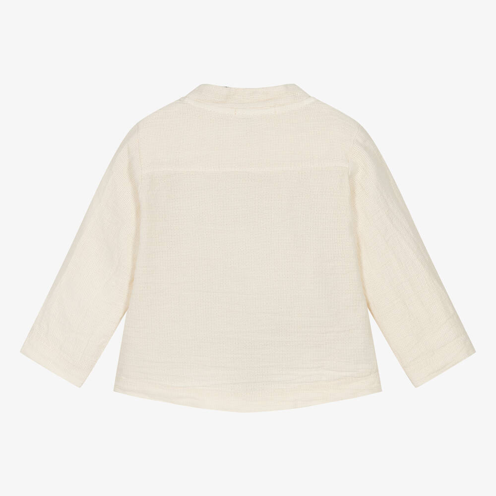 1 + in the family-Boys Ivory Cotton Shirt | Childrensalon Outlet