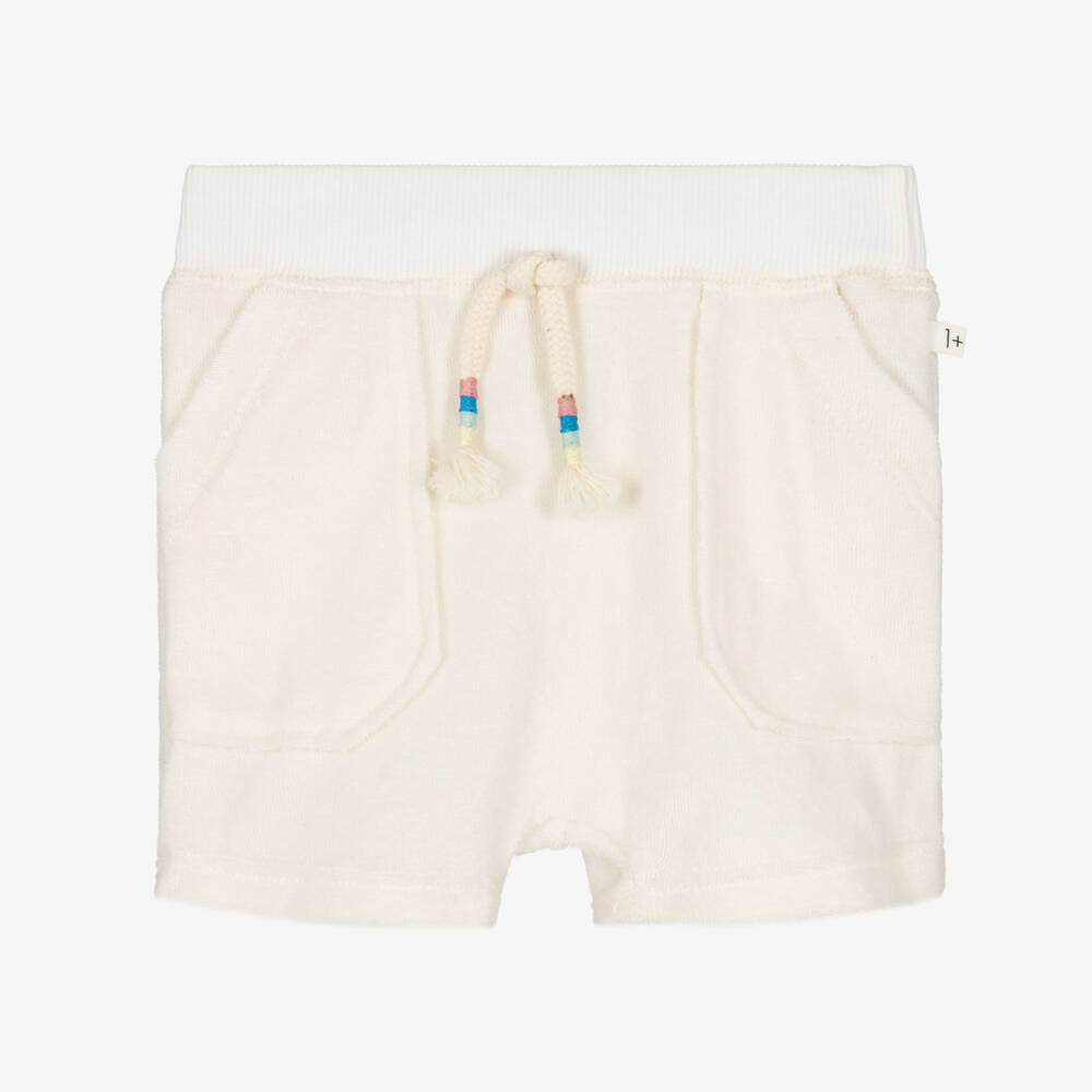 1 + in the family-Boys Ivory Cotton Towelling Shorts | Childrensalon Outlet