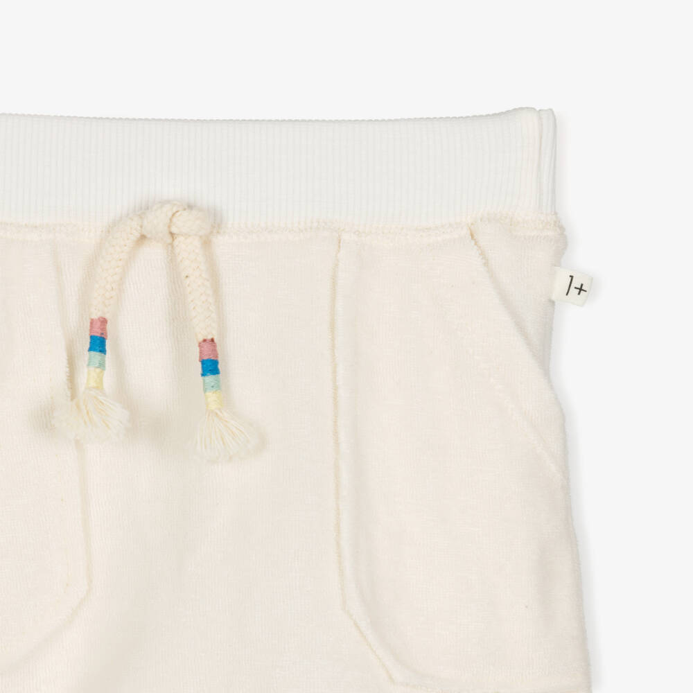 1 + in the family-Boys Ivory Cotton Towelling Shorts | Childrensalon Outlet