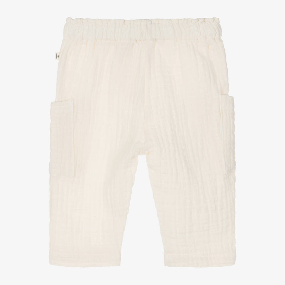 1 + in the family-بنطلون أولاد من قماش الموسلين العاجي النقي | Childrensalon Outlet