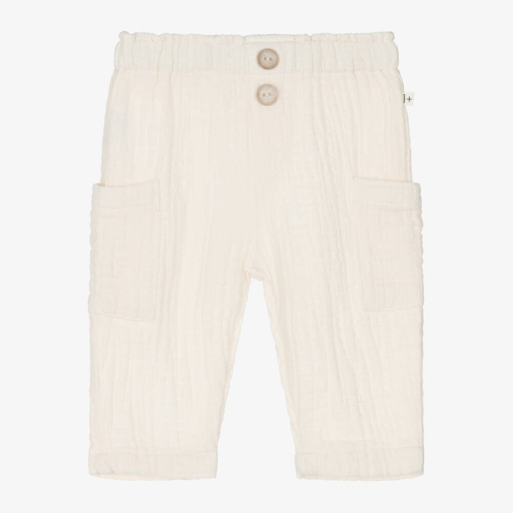 1 + in the family-Boys Ivory Muslin Cheesecloth Pants | Childrensalon Outlet