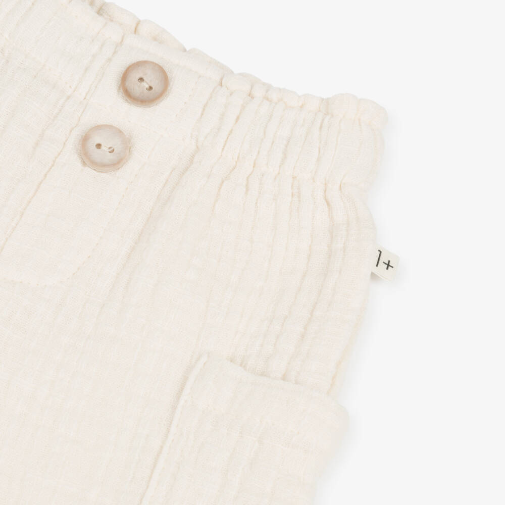 1 + in the family-بنطلون أولاد من قماش الموسلين العاجي النقي | Childrensalon Outlet