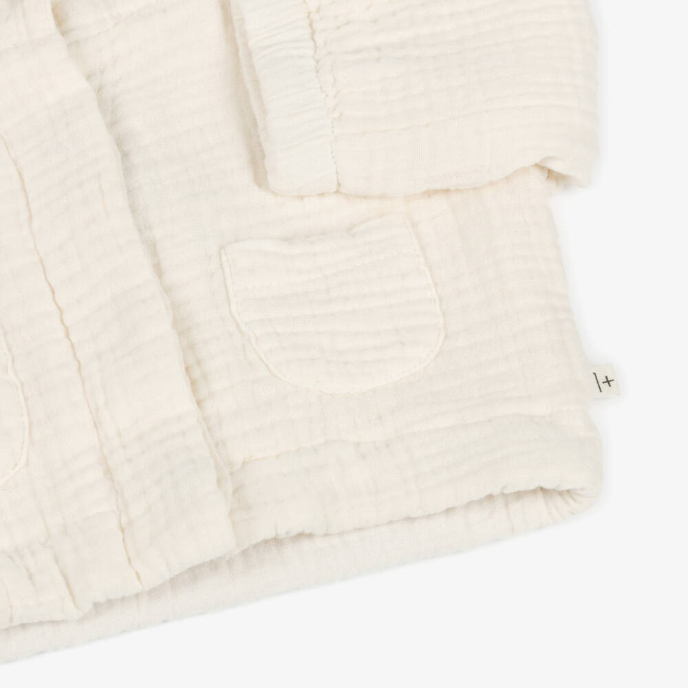 1 + in the family-Boys Ivory Muslin Hooded Coat | Childrensalon Outlet