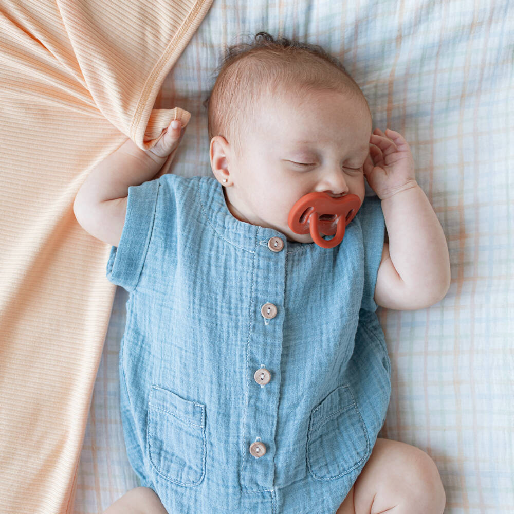 1 + in the family-Boys Light Azure Muslin Romper | Childrensalon Outlet