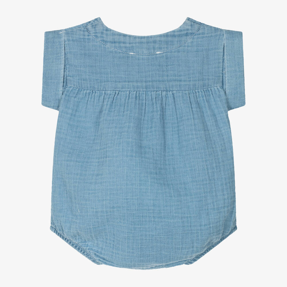 1 + in the family-Boys Light Azure Muslin Romper | Childrensalon Outlet