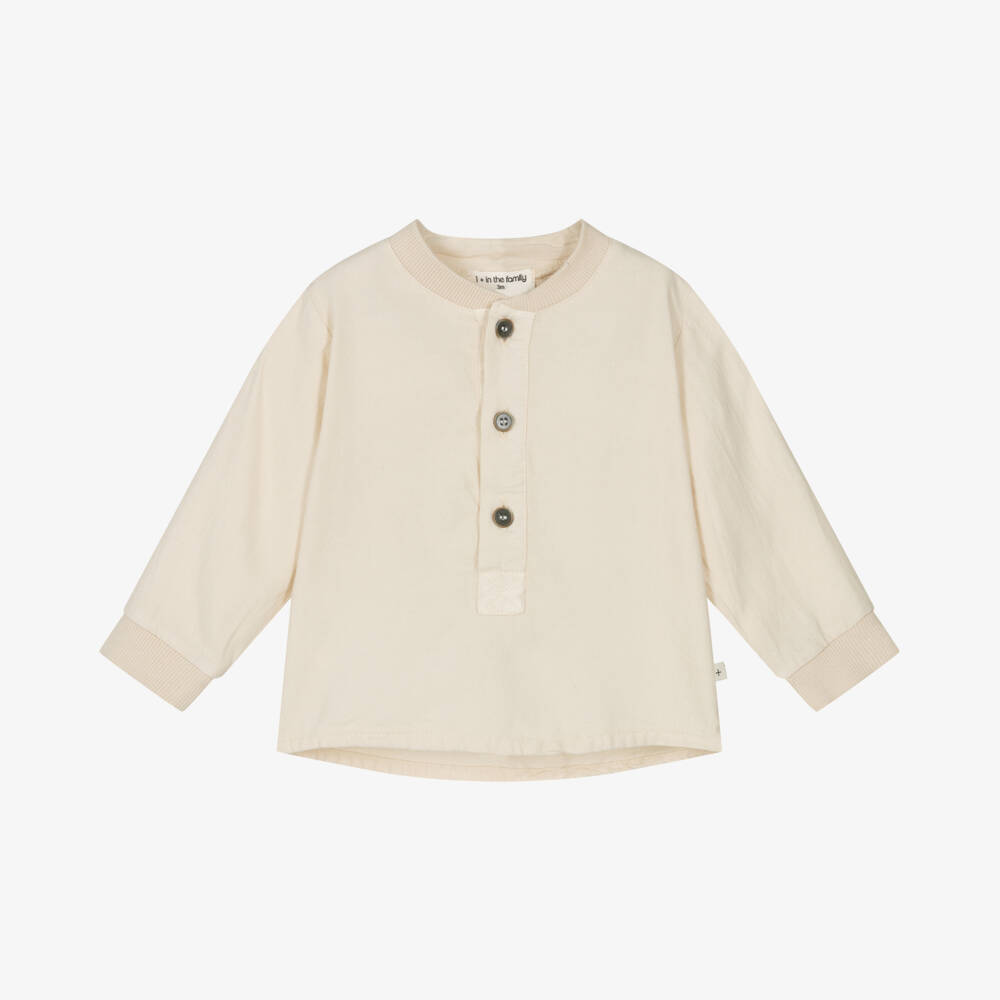 1 + in the family-Boys Light Beige Button Shirt | Childrensalon Outlet