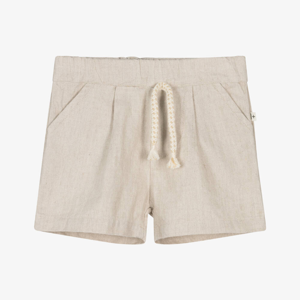 1 + in the family-Boys Light Beige Herringbone Shorts | Childrensalon Outlet