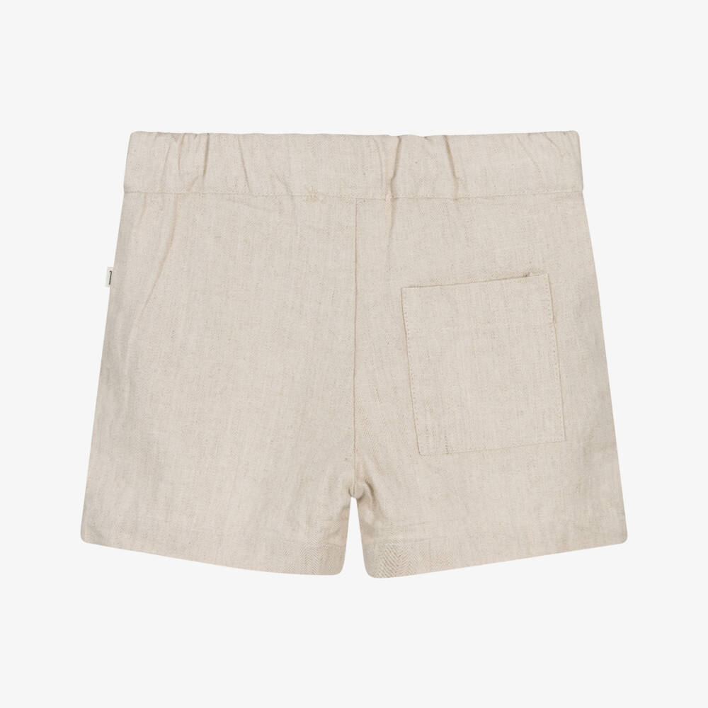 1 + in the family-Boys Light Beige Herringbone Shorts | Childrensalon Outlet