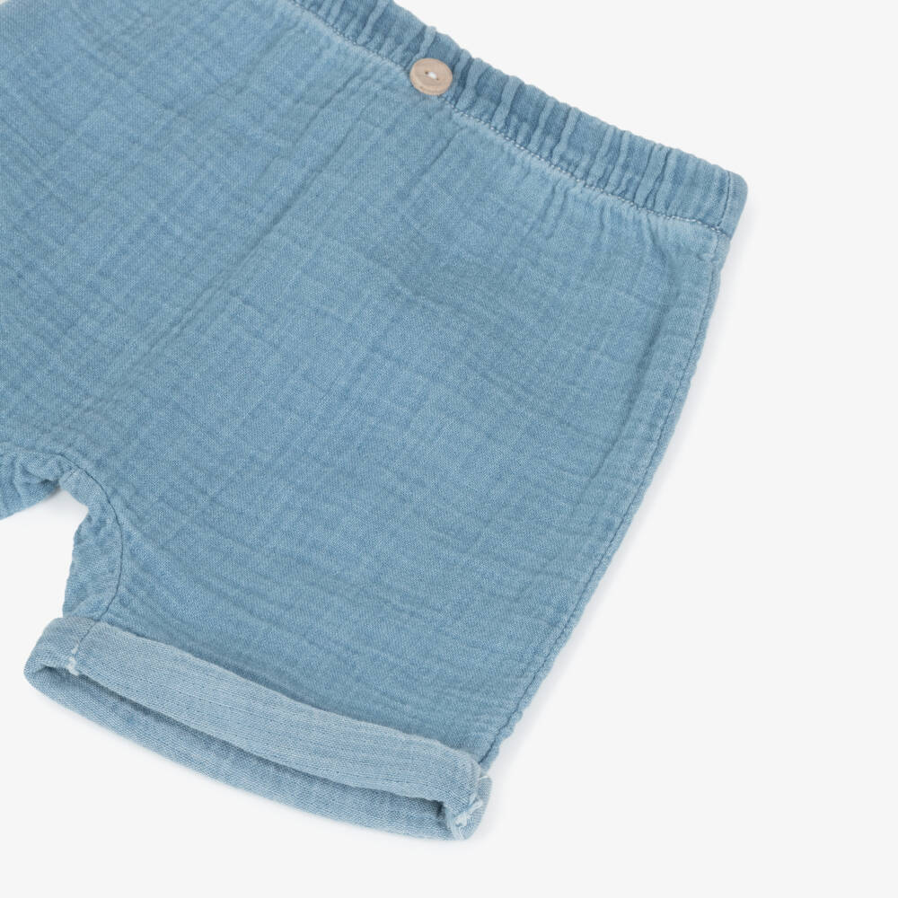 1 + in the family-Boys Light Blue Chambray Shorts | Childrensalon Outlet