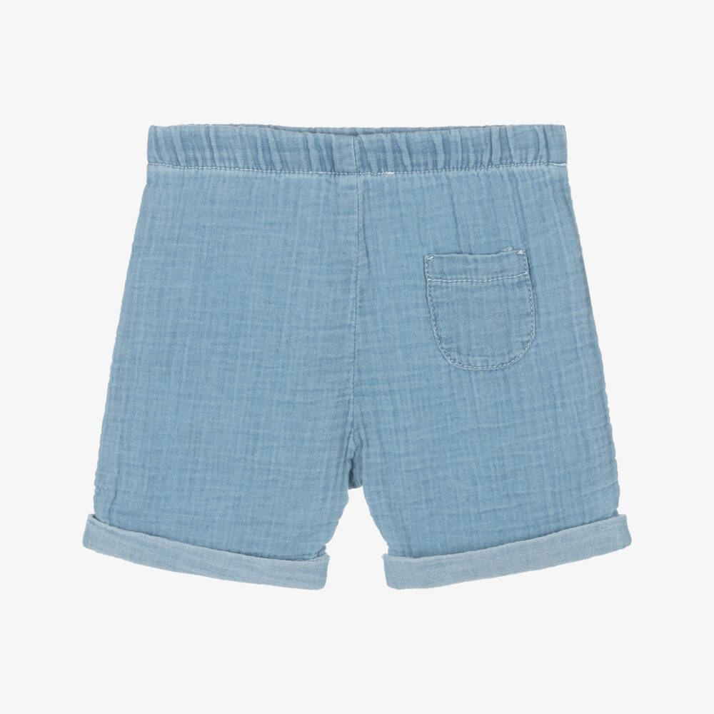 1 + in the family-Boys Light Blue Chambray Shorts | Childrensalon Outlet