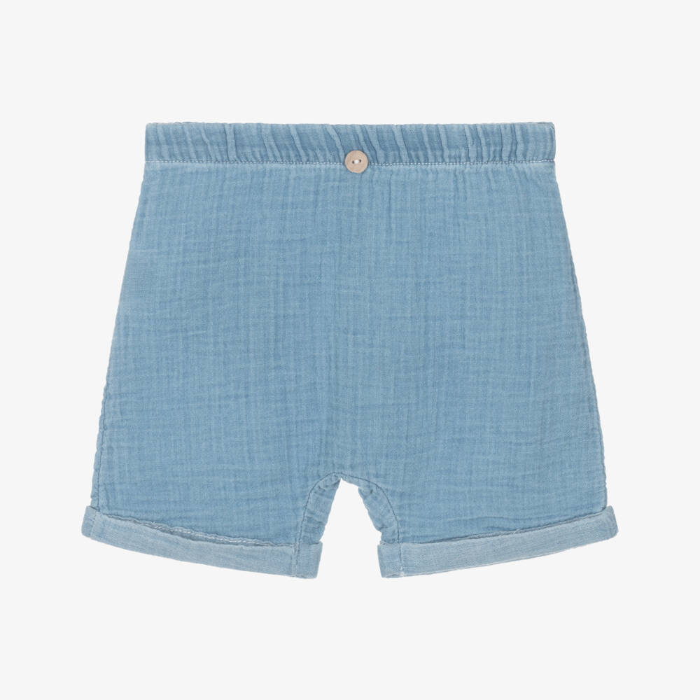 1 + in the family-Boys Light Blue Chambray Shorts | Childrensalon Outlet