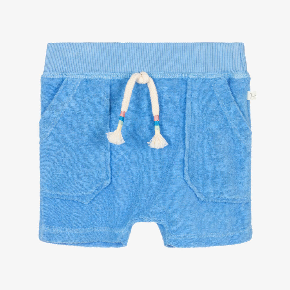 1 + in the family-Boys Light Blue Cotton Towelling Shorts | Childrensalon Outlet