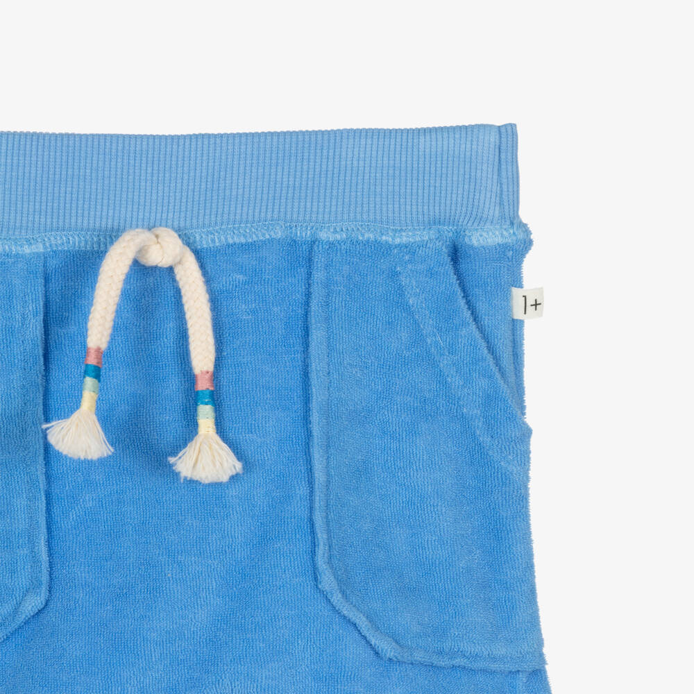 1 + in the family-Boys Light Blue Cotton Towelling Shorts | Childrensalon Outlet