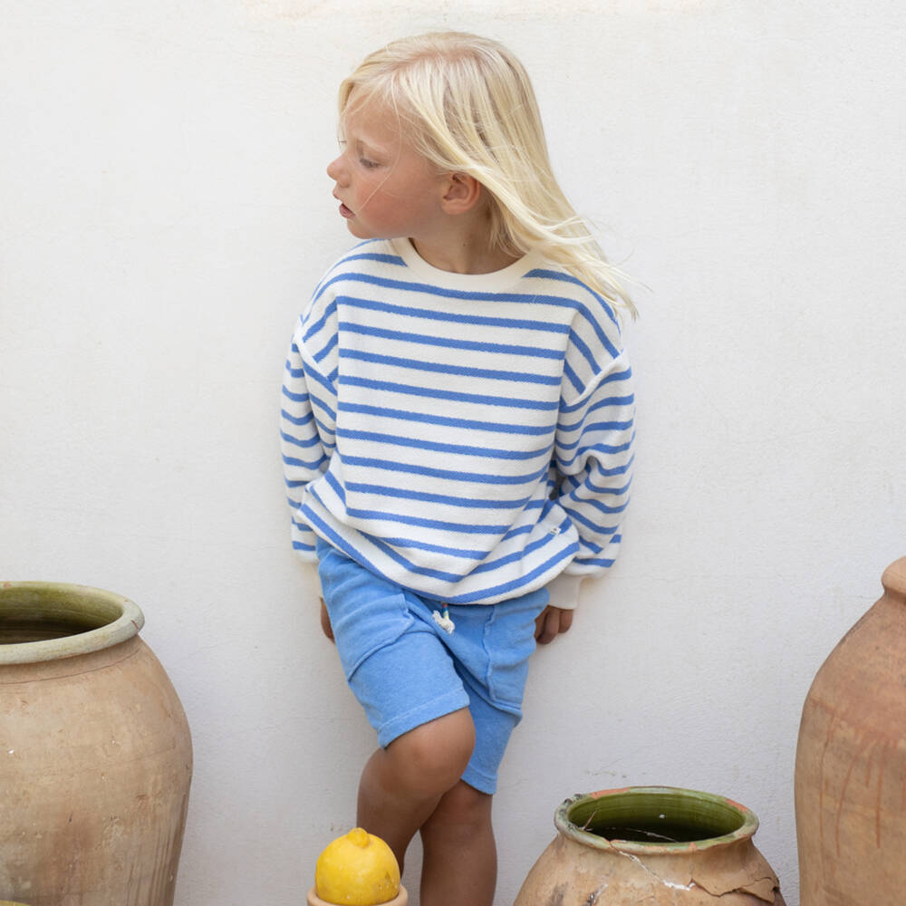 1 + in the family-Boys Light Blue Cotton Towelling Shorts | Childrensalon Outlet
