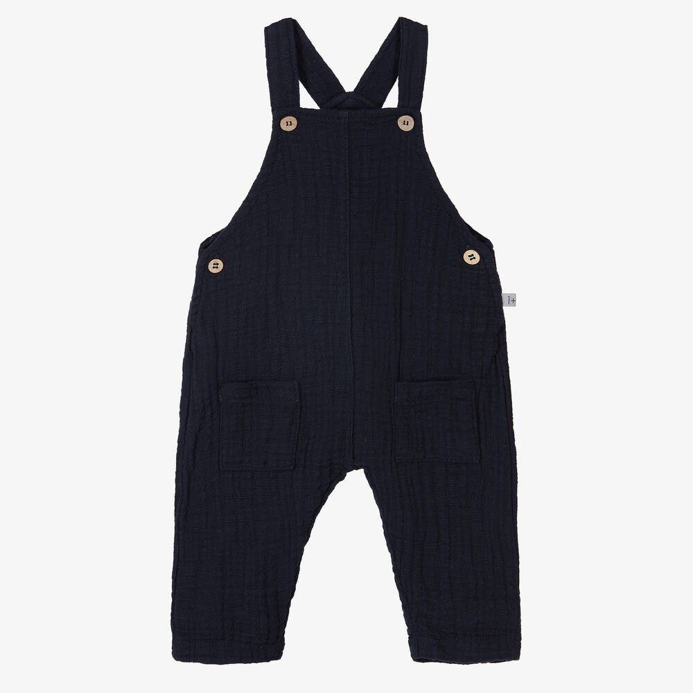 1 + in the family - Salopette bleu marine en coton | Childrensalon