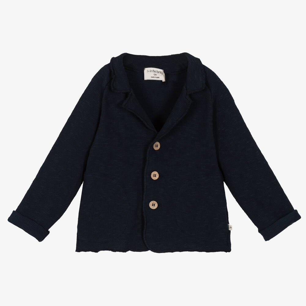 1 + in the family - Navyblaue Baumwollstrickjacke | Childrensalon