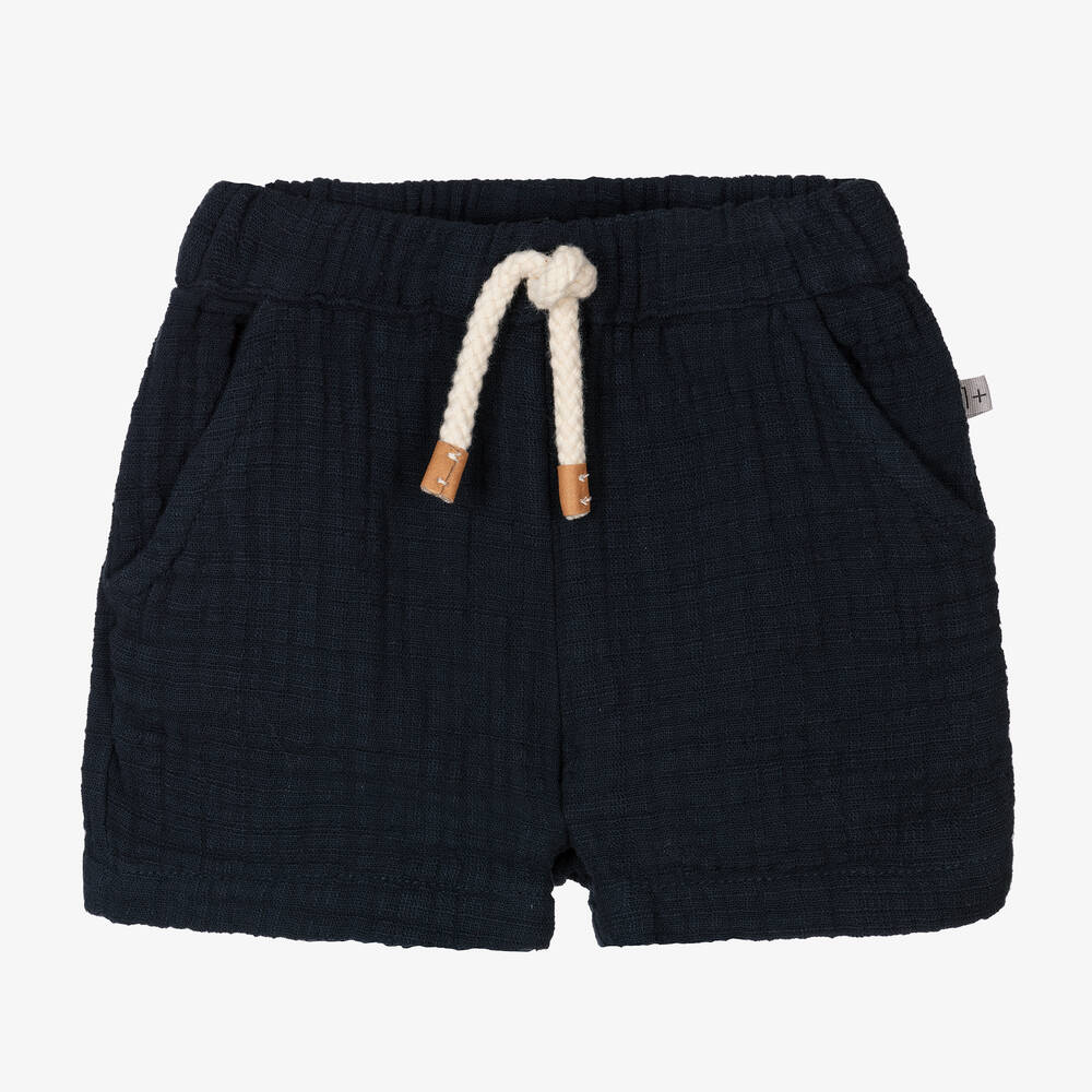 1 + in the family - Boys Navy Blue Cotton Shorts | Childrensalon