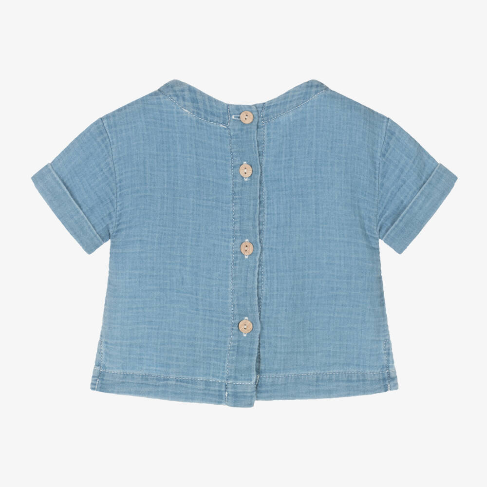 1 + in the family-تيشيرت موسلين بلون السماء للأولاد | Childrensalon Outlet