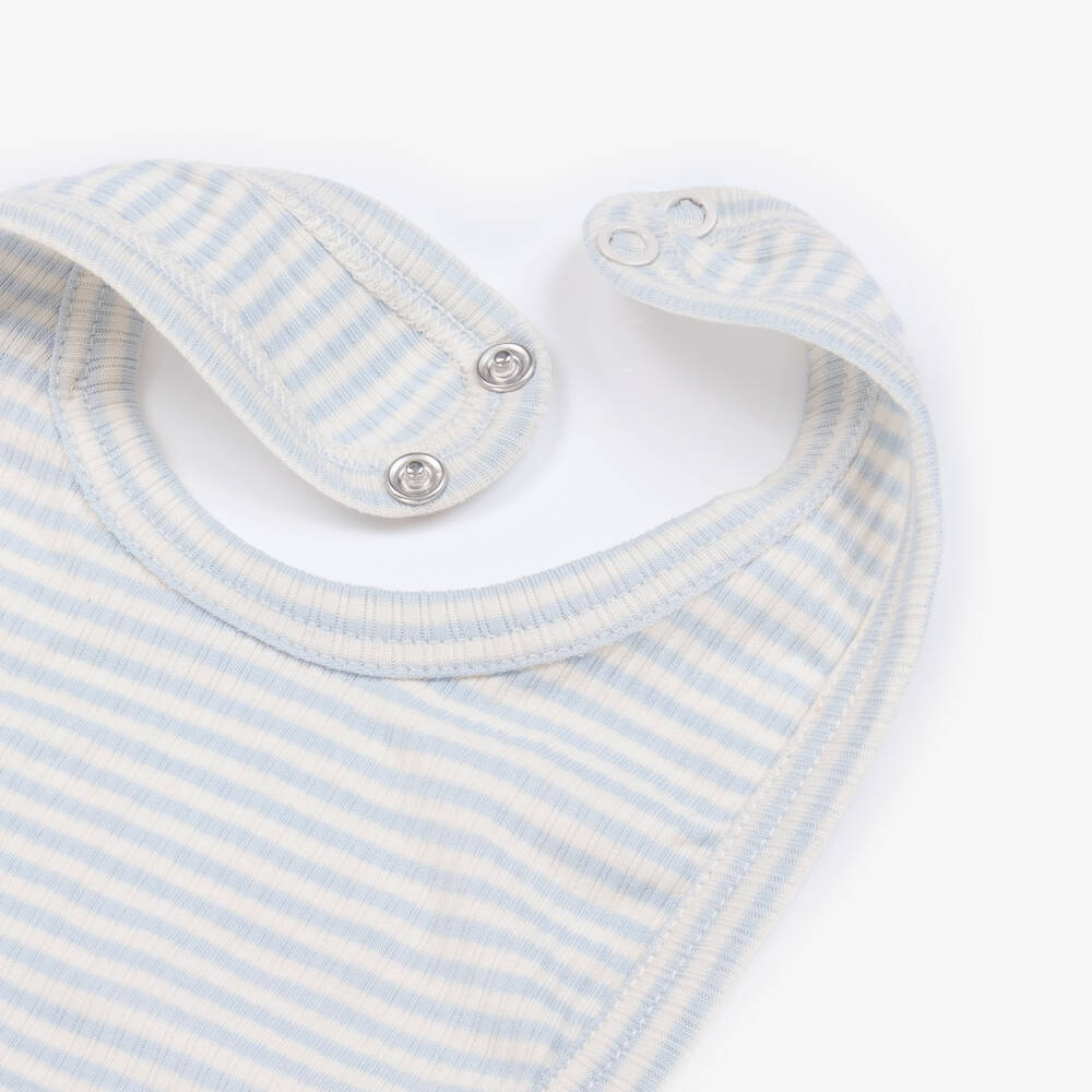 1 + in the family-مريلة إطعام مخططة زرقاء ناعمة للأولاد | Childrensalon Outlet