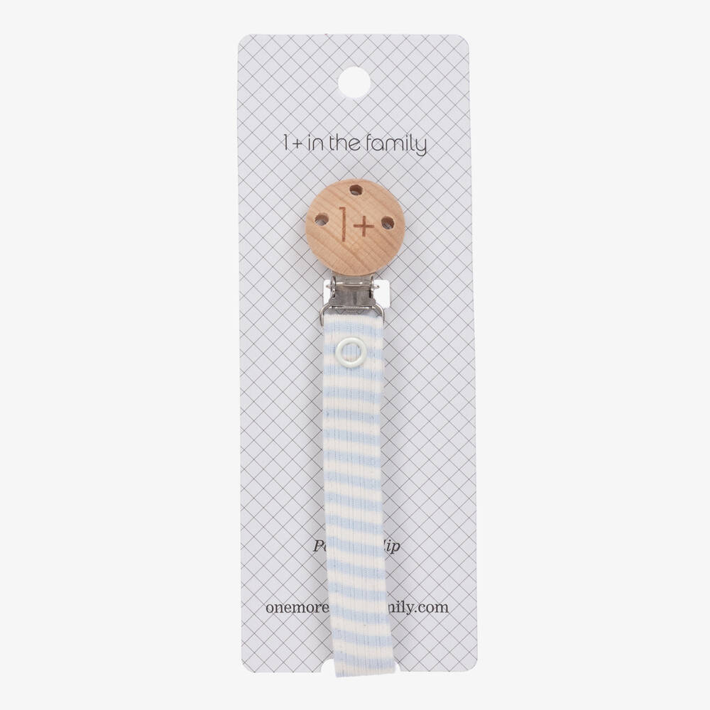 1 + in the family-Boys Soft Blue Stripe Soother Clip | Childrensalon Outlet