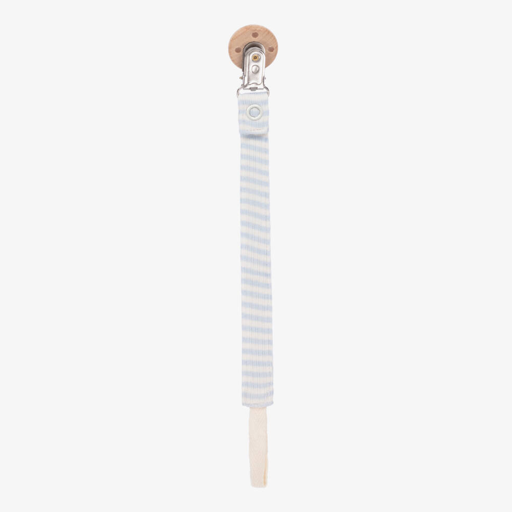 1 + in the family-Boys Soft Blue Stripe Soother Clip | Childrensalon Outlet
